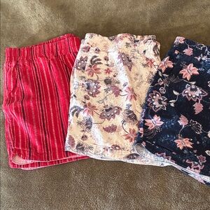 Set of Three Floral and Striped Skirts